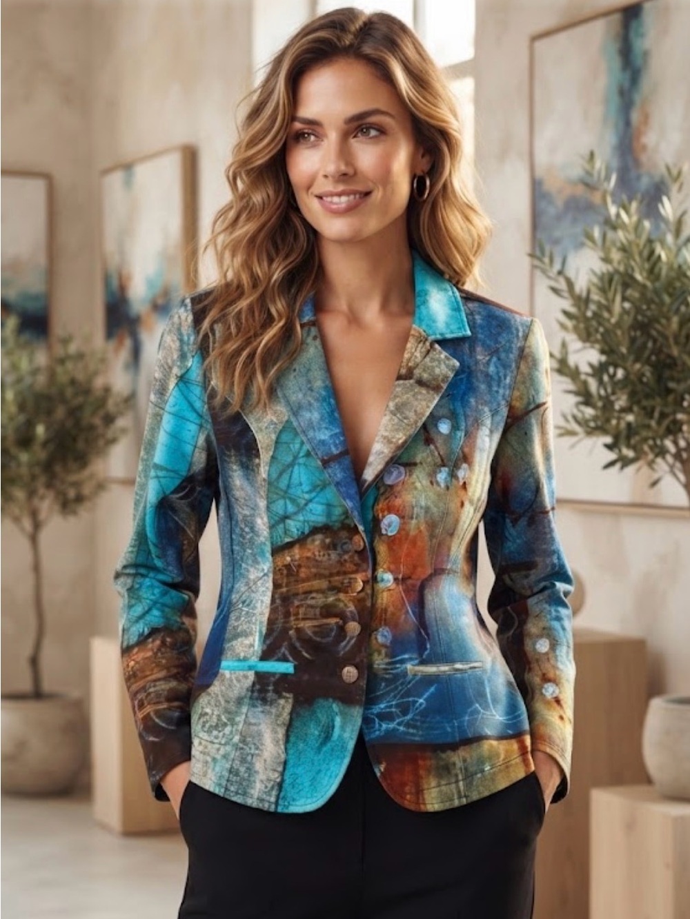 Simply Art by Dolcezza Abstract Artistic Print Blazer